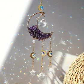 1pc Rainbow Maker Crystal Suncatcher - Enhance Your Home Decor with Aquamarine, Amethyst, and Obsidian - Perfect for Garden, Yard, Bedroom, Balco (Color: 2.76inchMOON Amethyst)